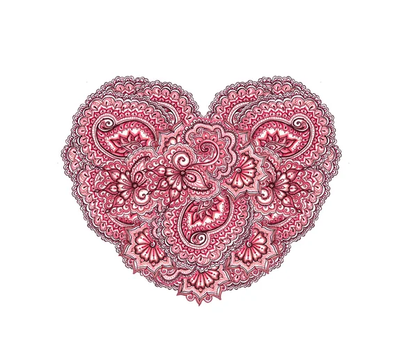 Vintage sierlijke hart met Indiase decoratieve design — Stockfoto