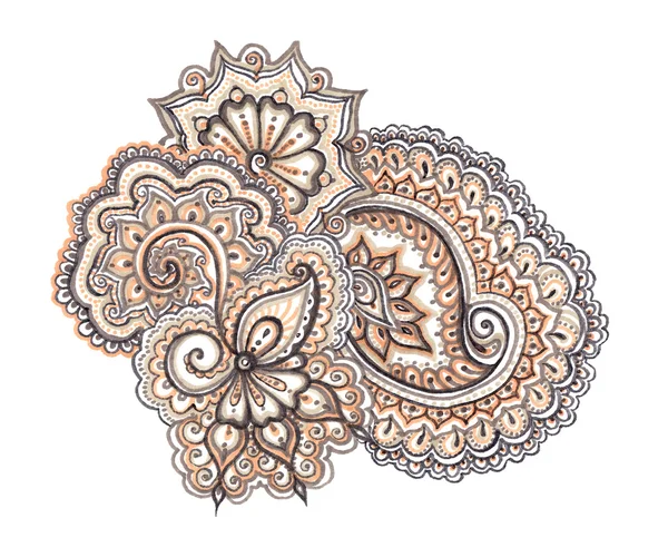 Ilustrasi etnis India. Ornamen tangan dicat — Stok Foto