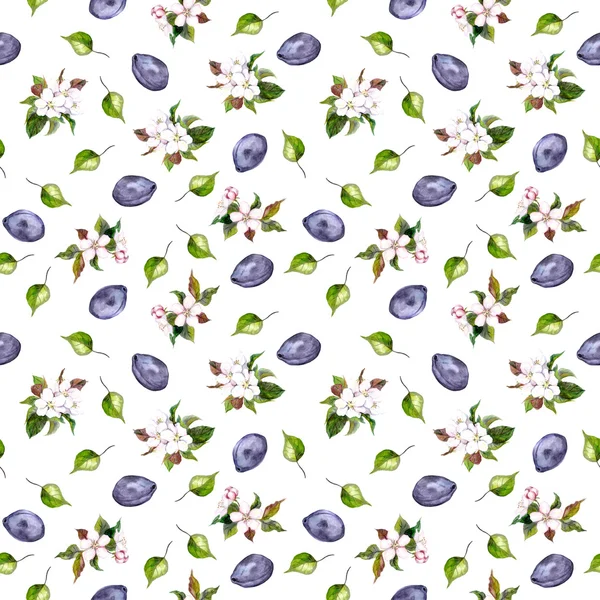 Floral seamless pattern with flowers and plumes fruits — Stock fotografie