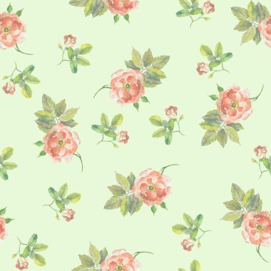 Pastel yeşil zemin üzerine gül vintage şablon küçük çiçekler sorunsuz imkanı tekrarlanan