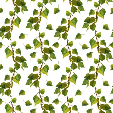 Sorunsuz bahar zemin Birch yeşil yaprakları ile