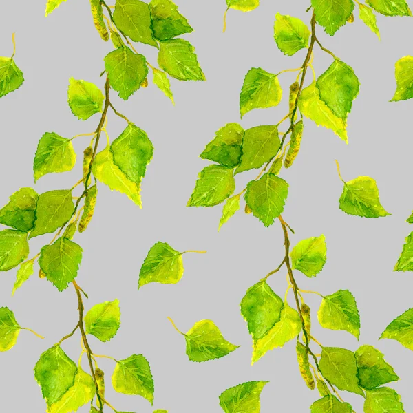 Subtila våren mönstrad design med färska gröna blad — Stockfoto