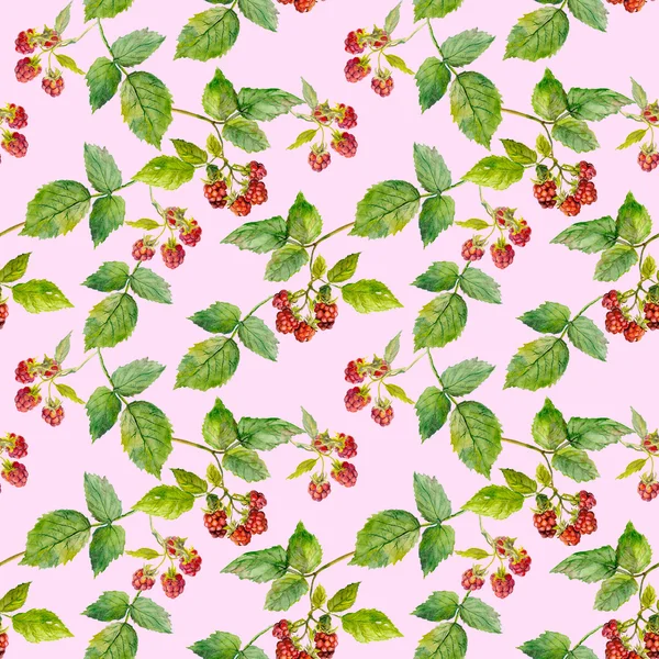 Seamless repeating pink pattern with fresh ripe raspberry — Stock Photo, Image