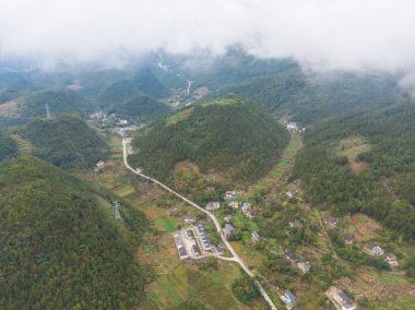 Enshi, Hubei, Çin 'deki Dixin Vadisi Sahne Alanı' nın sonbahar manzarası