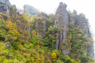 Enshi, Hubei, Çin 'deki Jianshiye Üç Boğaz Manzarası Sonbahar Manzarası