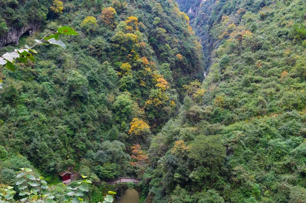 Paisaje Otoñal Del Área Escénica Del Valle Dixin Enshi Hubei — Foto de Stock