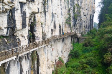Enshi, Hubei, Çin 'deki Jianshiye Üç Boğaz Manzarası Sonbahar Manzarası
