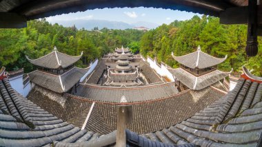 Enshi Tusi şehrinin manzarası harabe yeri, Hubei, Çin