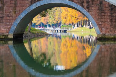 Hubei Wuhan Özgürlük Parkı Sonbaharın sonlarında hava manzarası