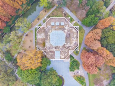 Hubei Wuhan Zhongshan Parkı sonbahar havası.