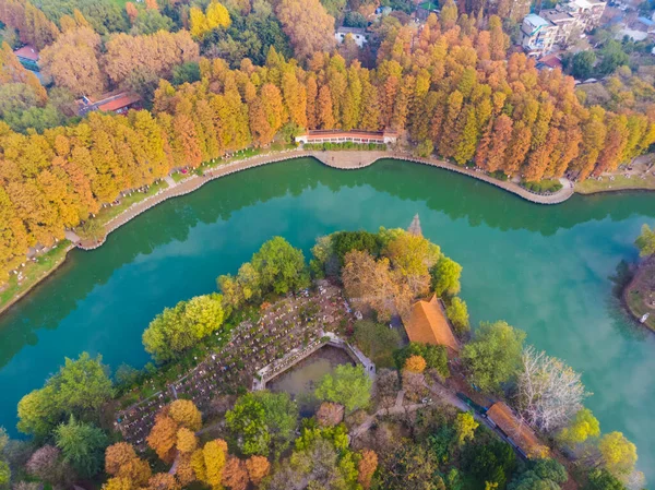 Hubei Wuhan Απελευθέρωση Πάρκο Αργά Φθινόπωρο Εναέρια Τοπίο — Φωτογραφία Αρχείου