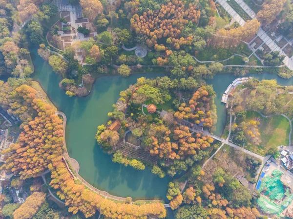 Parque Liberación Hubei Wuhan Finales Otoño Paisaje Aéreo — Foto de Stock