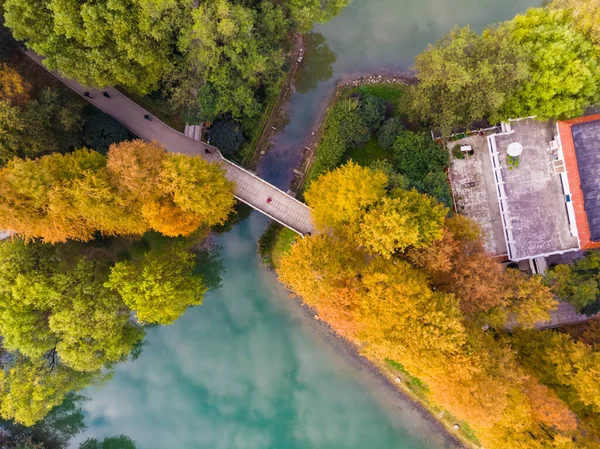 Hubei Wuhan Felszabadítási Park Késő Őszi Légi Táj — Stock Fotó