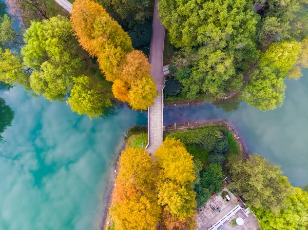 Hubei Wuhan Wyzwolenie Park Późną Jesienią Dekoracje Lotnicze — Zdjęcie stockowe