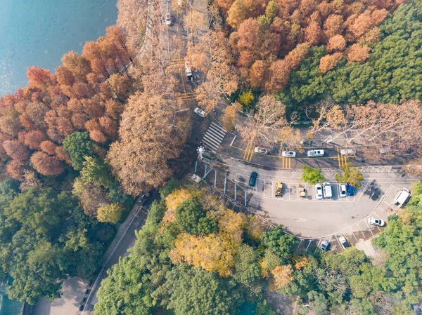 Hubei Wuhan East Lake Escenic Área Otoño Tardío Fotografía Aérea — Foto de Stock