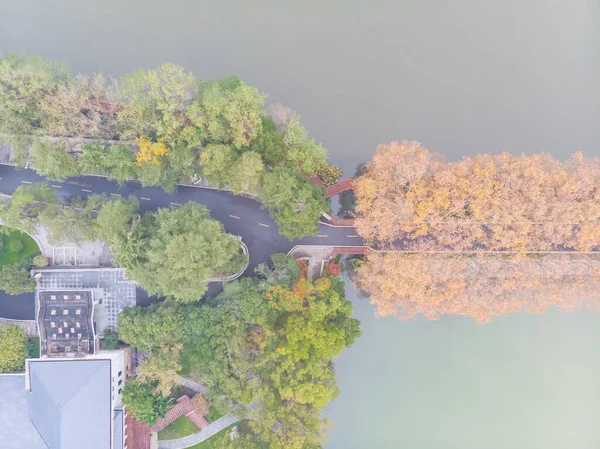 Hubei Wuhan East Lake Scenic Area Tarde Outono Fotografia Aérea — Fotografia de Stock