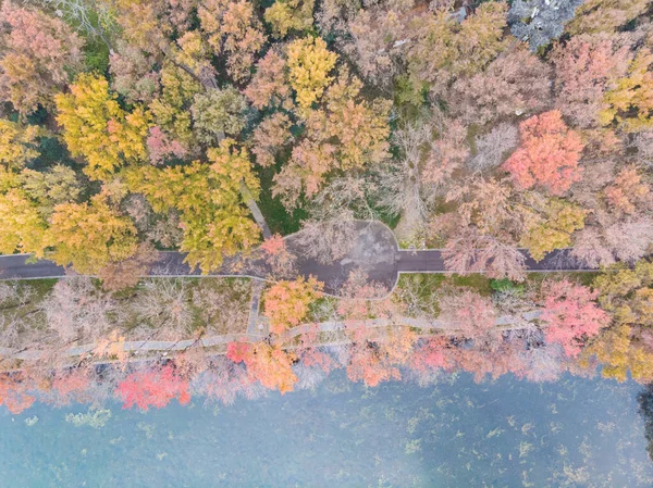 Hubei Wuhan East Lake Scenic Area Późna Jesień Fotografia Lotnicza — Zdjęcie stockowe