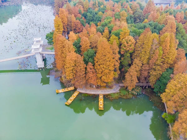 Hubei Wuhan East Lake Escenic Área Otoño Tardío Fotografía Aérea — Foto de Stock