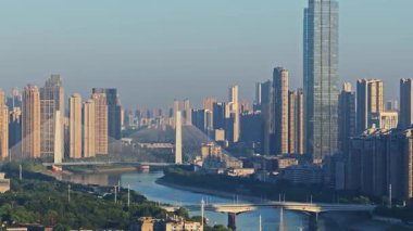 Wuhan şehir simgesi gökyüzü manzarası