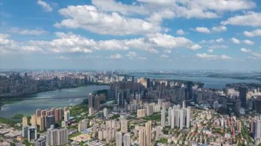 Wuhan şehir simgesi. Zamanda yolculuk manzarası.