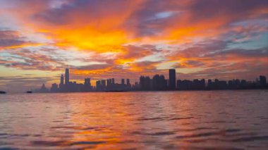 Wuhan şehir simgesi. Zamanda yolculuk manzarası.