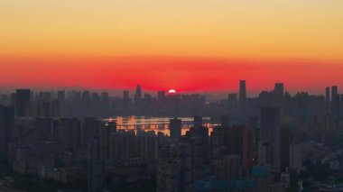 Wuhan şehir simgesi gökyüzü manzarası