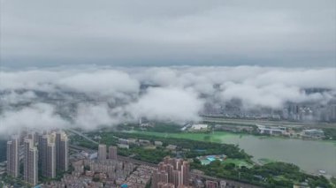 Wuhan şehir simgesi gökyüzü zaman çizgisi manzarası