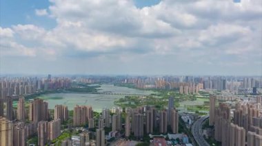 Wuhan şehir simgesi gökyüzü zaman çizgisi manzarası