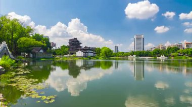 Wuhan şehir simgesi gökyüzü zaman çizgisi manzarası