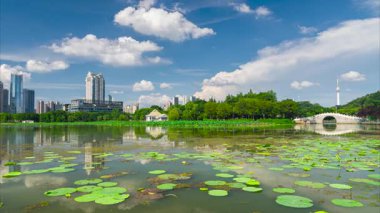 Wuhan şehir simgesi gökyüzü zaman çizgisi manzarası