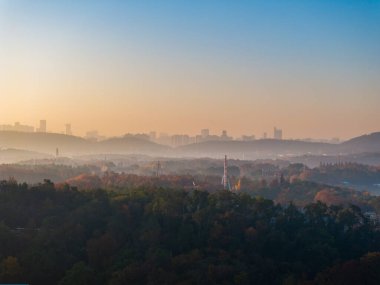 Doğu Gölü Sahnesi Sonbahar Sahnesi, Wuhan, Hubei, Çin