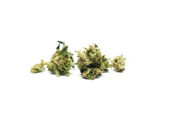 Marihuana und Cannabis auf weißem Hintergrund — Stockfoto