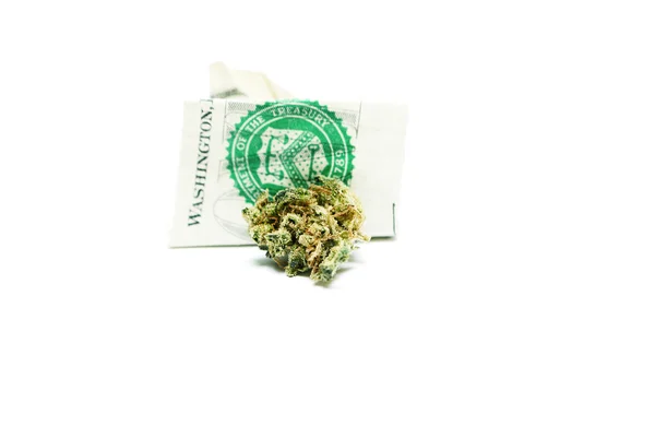 Marihuana y cannabis sobre un fondo blanco — Foto de Stock