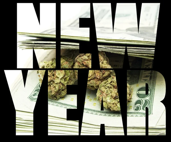 Nový rok, marihuany a konopí — Stock fotografie