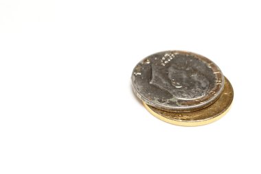 Para, sikke beyaz arka plan üzerinde