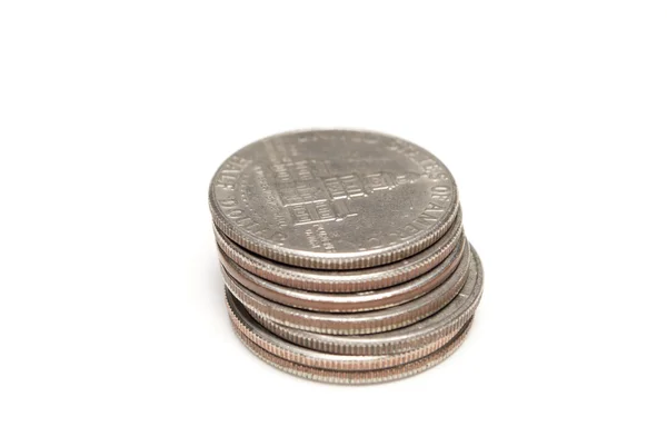 Валюта Деньги Монеты Белом Фоне — стоковое фото