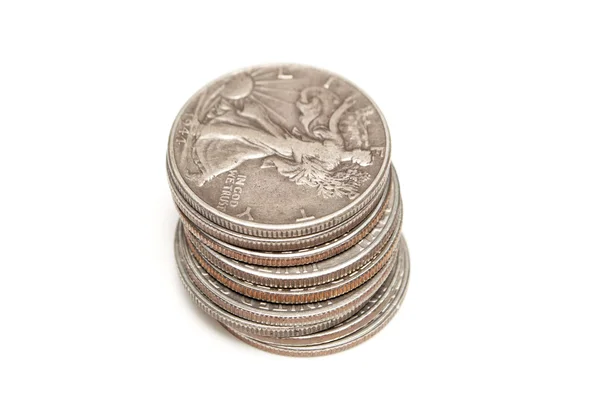 Валюта Гроші Монети Білому Тлі — стокове фото