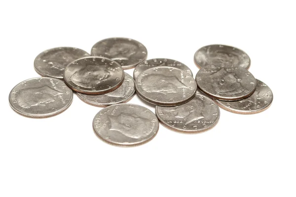 Money, Coins on White Background Stock Photo