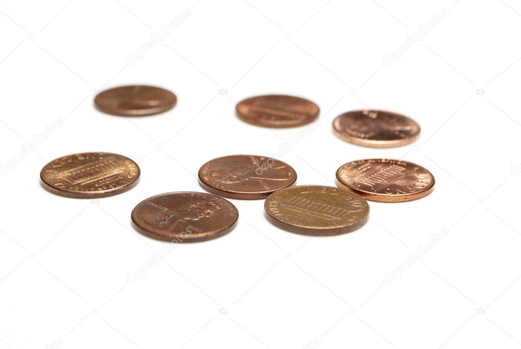 Money, Coins on White Background