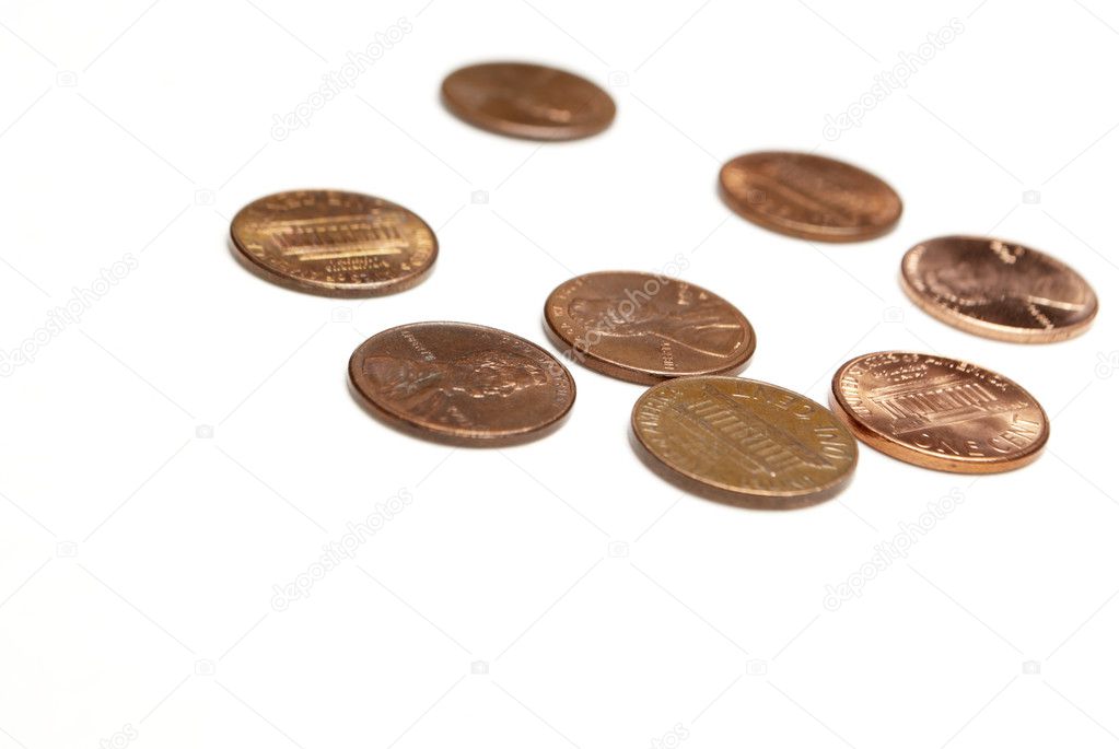 Money, Coins on White Background