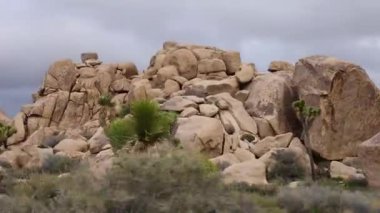 Joshua Tree Ulusal Parkı Çöl Kaya oluşumlarının nefes kesici Panoramik Manzarası