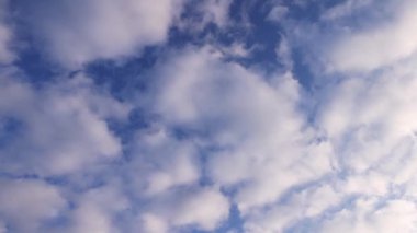 Güneşli bir günde pofuduk beyaz bulutlarla güzel mavi gökyüzü