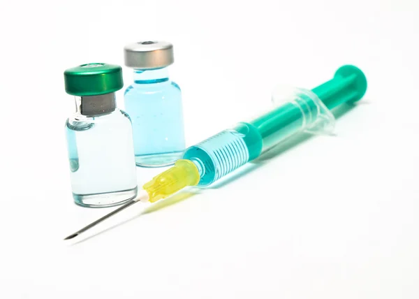 Medical syringe and phials — Stock Photo, Image