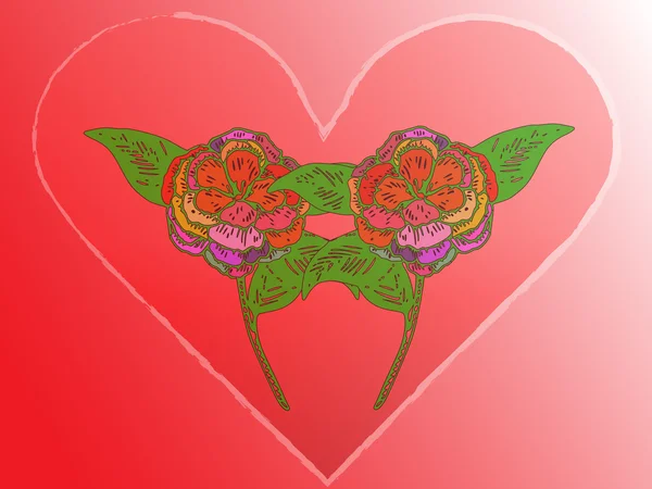 Corazón con flores — Vector de stock