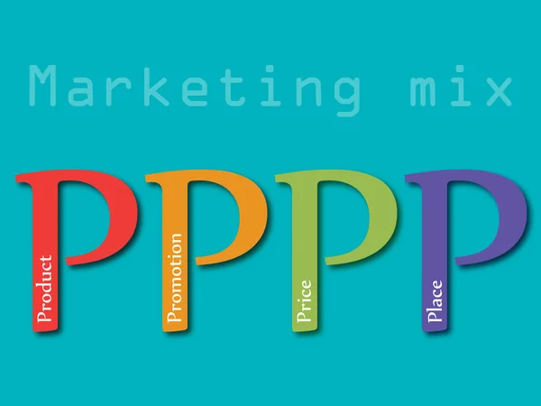 4P Marketing Mix Luogo, Promozione, Prezzo, Prodotto — Vettoriale Stock