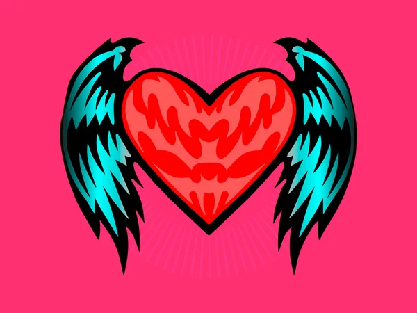 Corazón con alas — Vector de stock