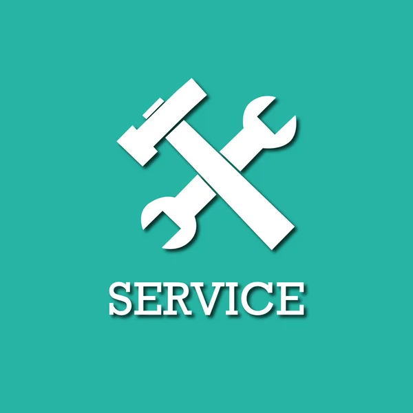 Hamer moersleutelpictogram service flat — Stockvector