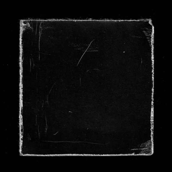 Eski Black Square Vinil CD Kayıt Kapak Paketi Şablon Model Yukarı. Boş Hasarlı Grunge Yaşlanmış Fotoğraf Çizilmiş Eski Kağıt Karton Kaplama Dokusu. 