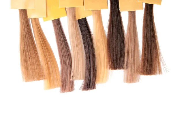 Palette Proben gefärbter Haare. — Stockfoto