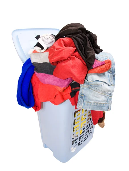 A pile of dirty laundry. clothes never end. Isolated on white — Stock Photo, Image